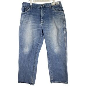 Dickies Jeans Mens 36x30 Blue Carpenter Workwear Denim Utility Pants Zip Fly